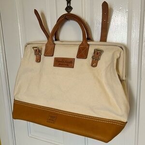 Wood & Faulk Canvas and Leather Carpenters Bag - Cream & Tan